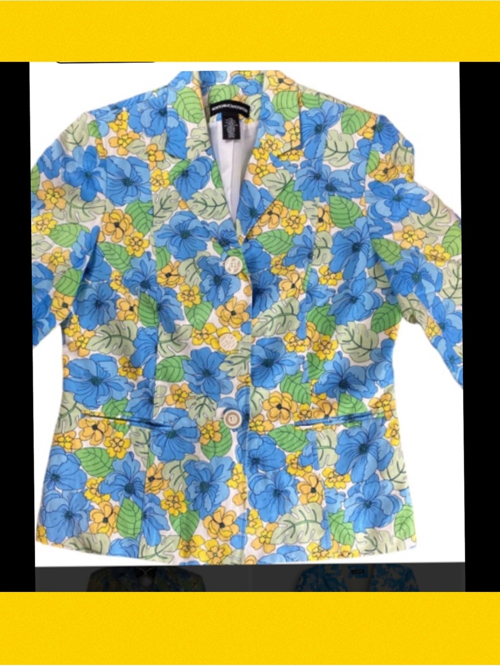 Bright Floral Women's Blazer Jacket - Blue & Yellow62